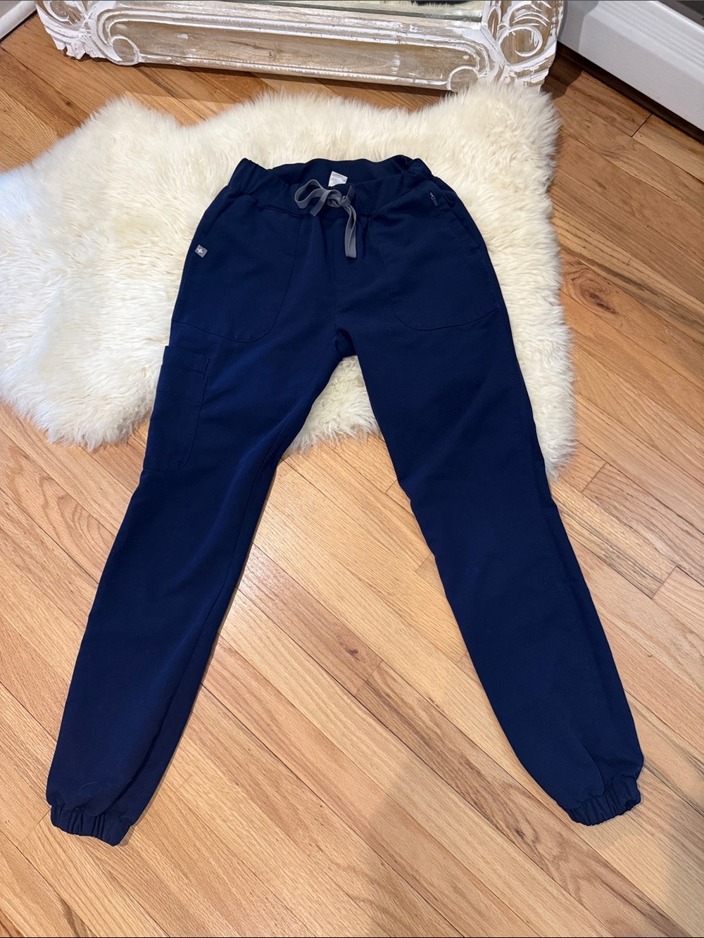 Figs Navy Women's Jogger Scrubs with Drawstring